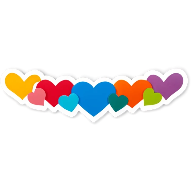 7 Heart's in a single line divider 
 emoji