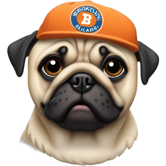 Pug with islanders hat saying Brooklyn  emoji