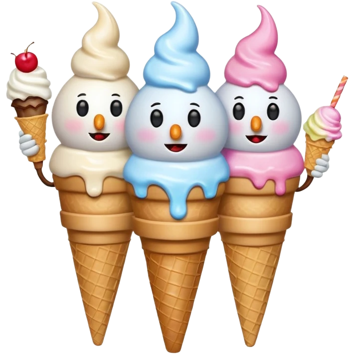 snowmen with ice cream emoji