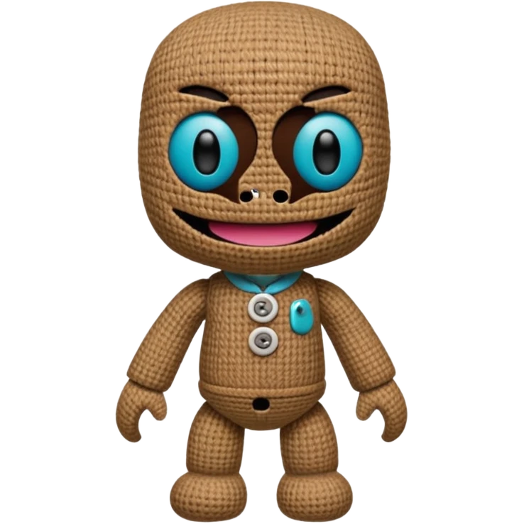 Make me a realistic Sackboy character from littlebigplanet game emoji