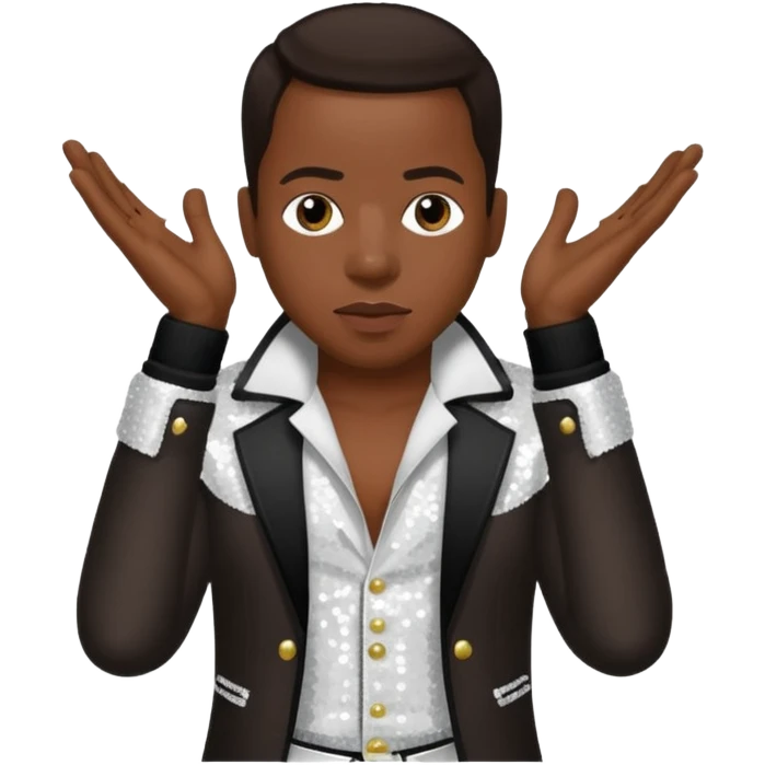 Michael Bivins from New Edition with dark brown hair, white sequin outfit emoji
