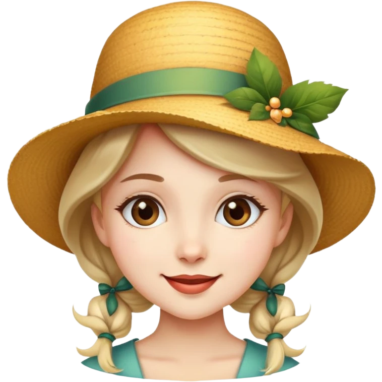 girl with a fancy hat, cheerful expression emoji