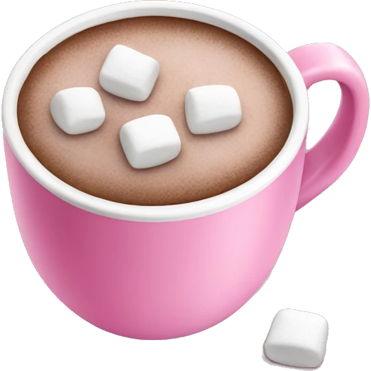 Pink cup of hot cocoa with marshmallows  emoji