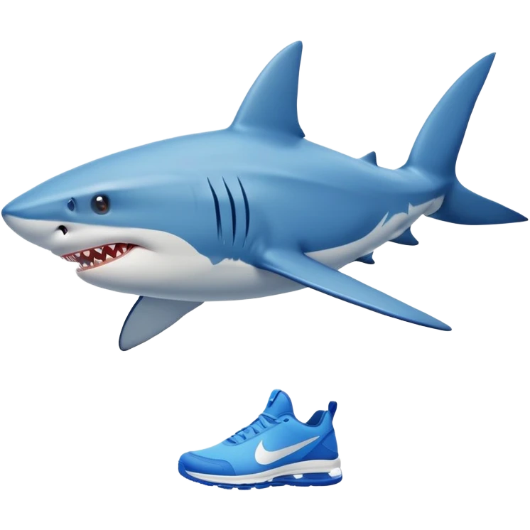 a shark with human legs wearing a pair of blue nike shoes emoji
