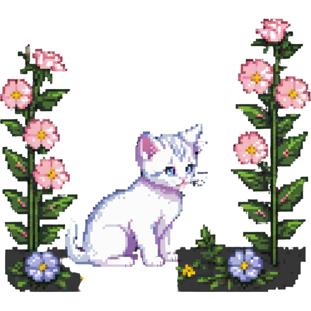 Kitten smells flowers emoji