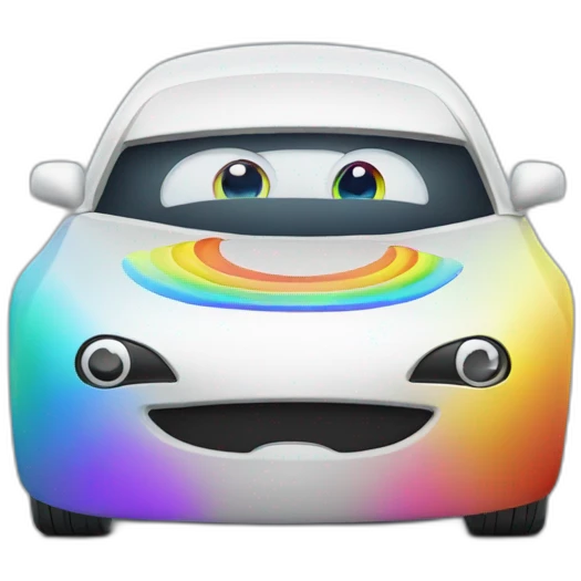 Car with Rainbow eyes emoji