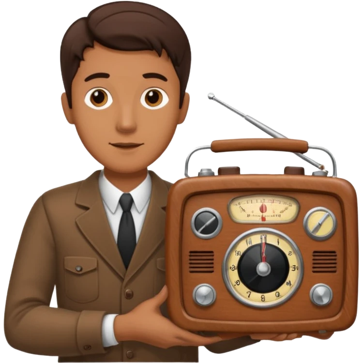 a vintage radio in the hands of a man  emoji