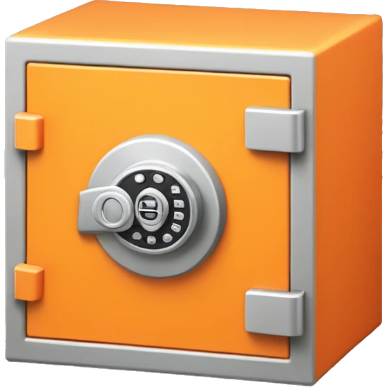 3d colosed isometric small safe in orange or yellow emoji