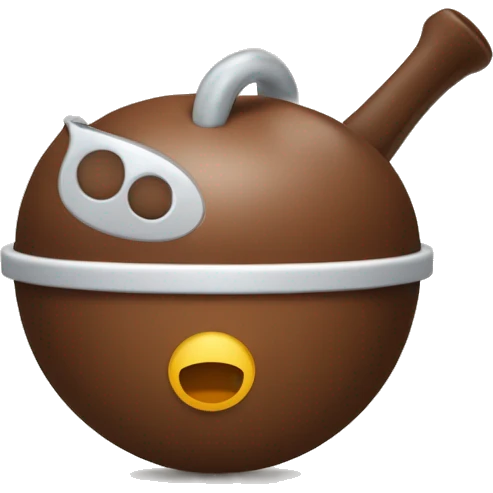 un tazon redondo y pequeño de colo marron que tenga una bombilla emoji