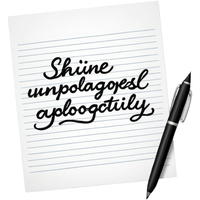handwritten note "shine unapologetically" elegant style emoji