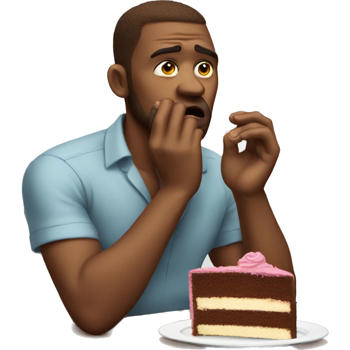 sad nervous eating cake emoji