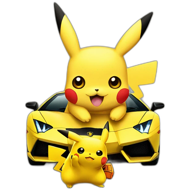 Pikachu avec une lamborghini emoji