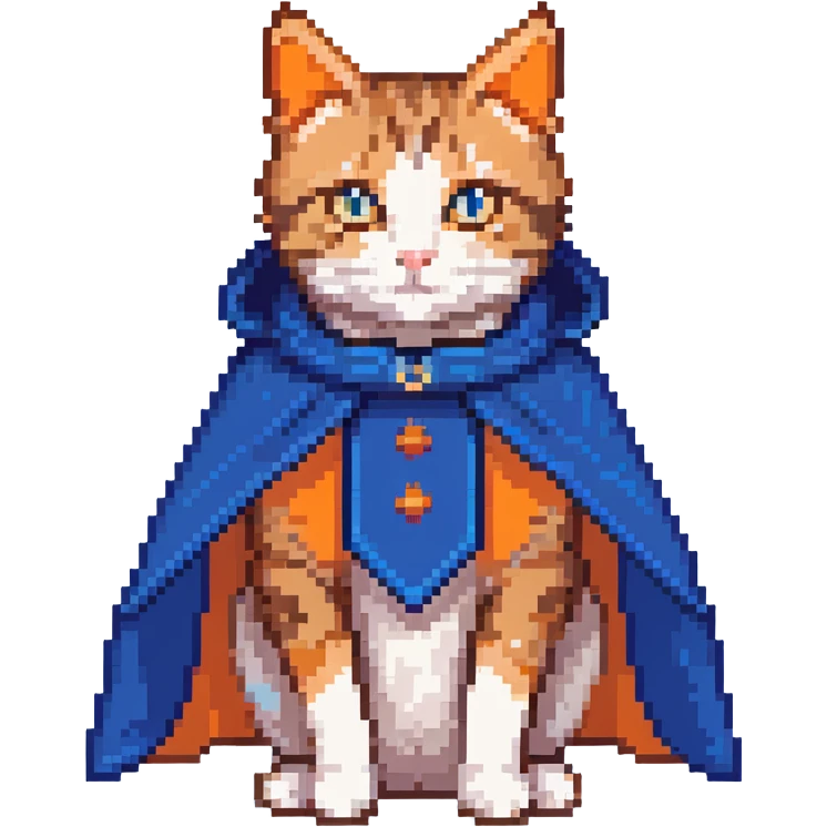 a funny cat with a blue cape emoji