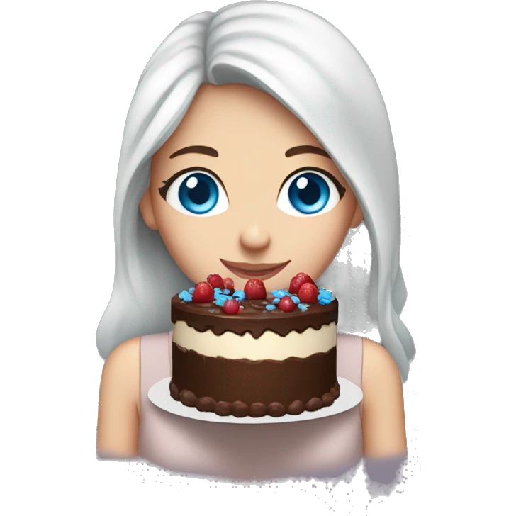 Girl Blue eyes holding chocolate cake  emoji