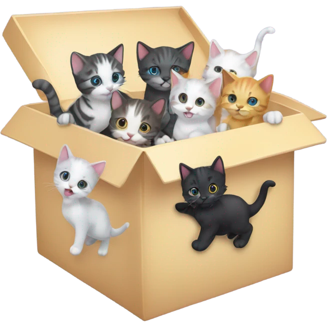 plastic box full of kittens emoji