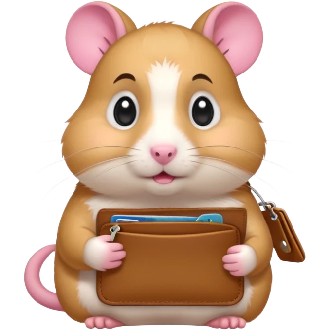 cartoon-style hamster melancholy expression opening his wallet to showcase nothing emoji