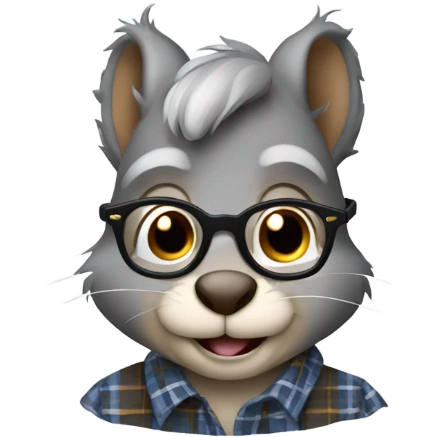 Squirrel with glasses and flannel shirt grey hair emoji