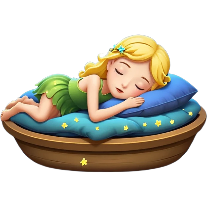 fairy character floating asleep with fireflies as night lights emoji