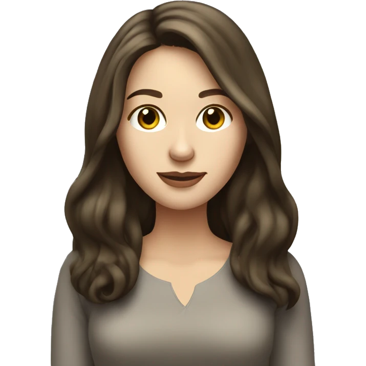 brunette caucasian woman with long hair drawing on a ipad emoji