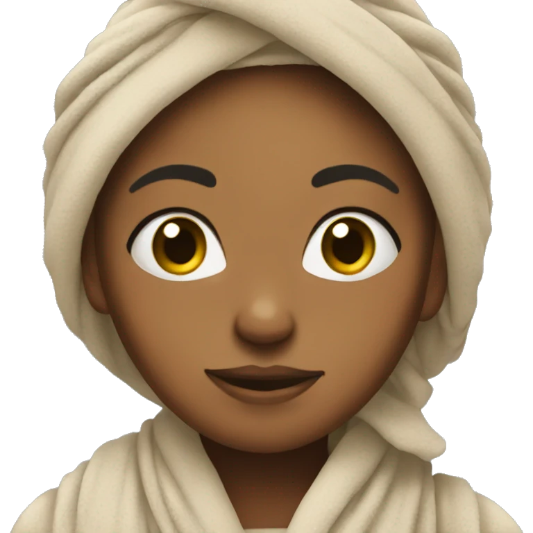 Girl with hair wrapped in towel emoji
