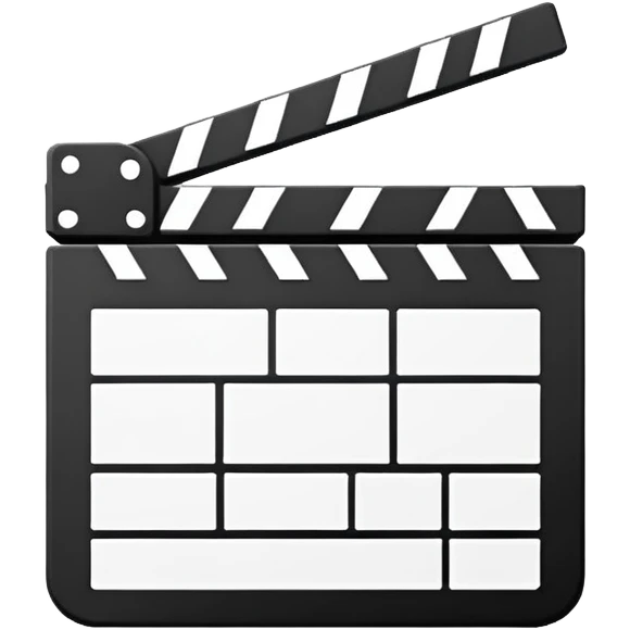 absolute minimalist film slate icon, just geometric shapes, 3-4 lines only emoji
