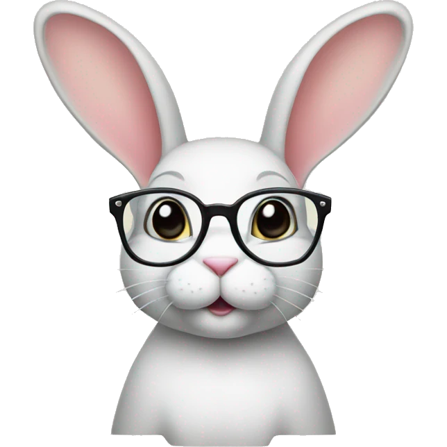 brainy bunny with glasses emoji