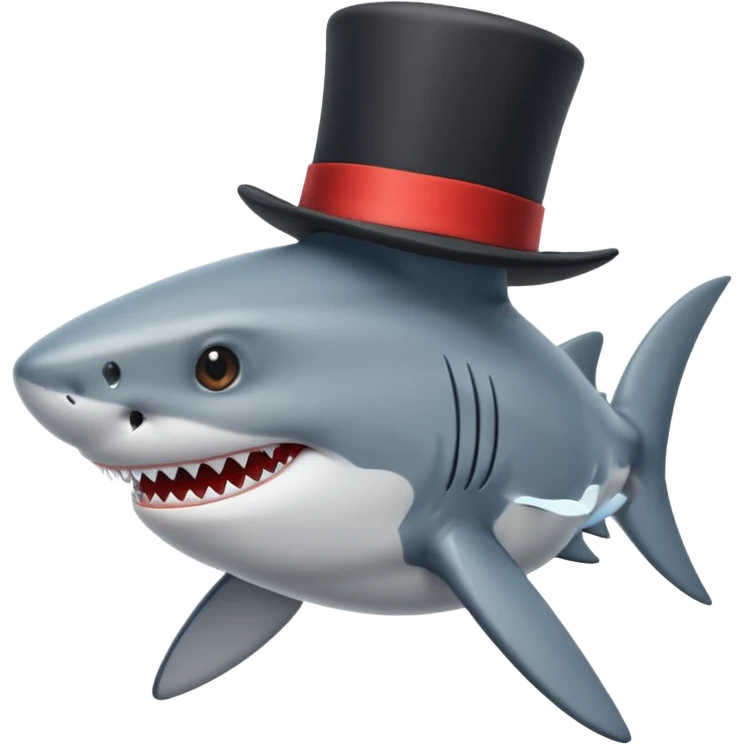 Shark with a top hat emoji