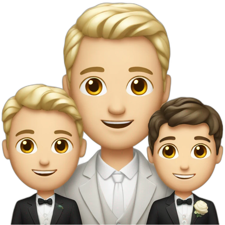wedding family white-skinned men with one son emoji