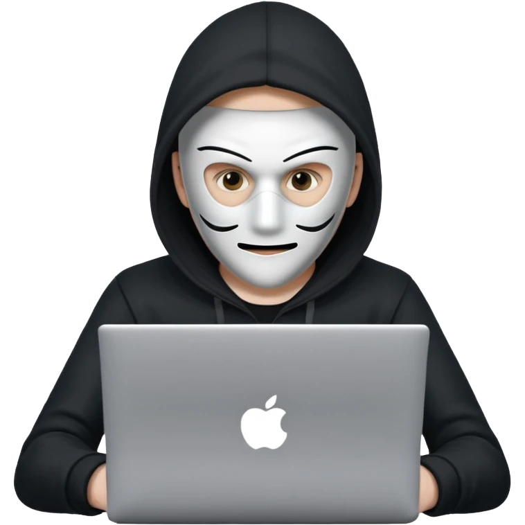 hacker with mask using laptop emoji