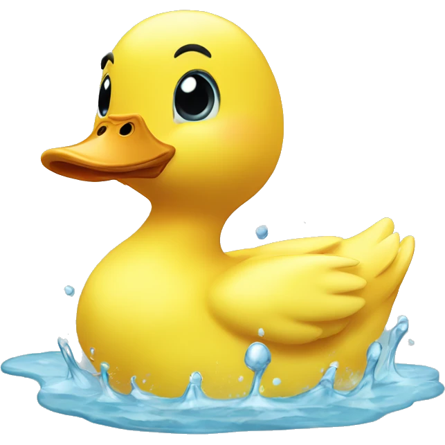 yellow small duck playing in water emoji