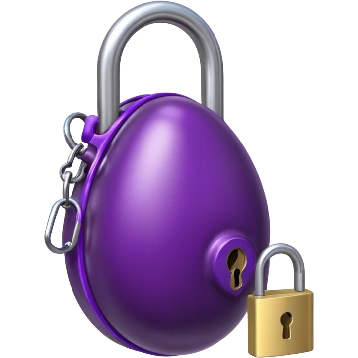 eggplant in chastity cage with padlock emoji