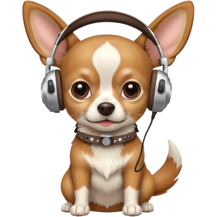 Perro chichuahua con auriculares  emoji