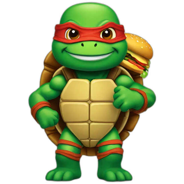 ninja turtle eat hamburger emoji