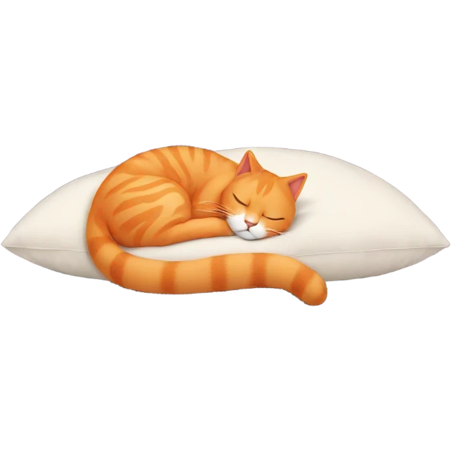 Orange cat dreaming peacefully on a pillow emoji