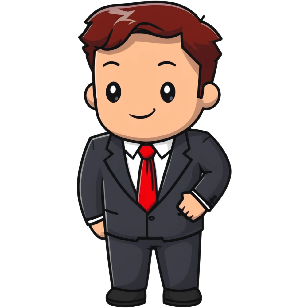 man wearing a suit with black horizontal stripes and a red tie emoji