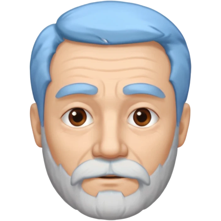 An elderly man with light-blue hair and beard, thick eyebrows, brown eyes, and a calm expression.b emoji