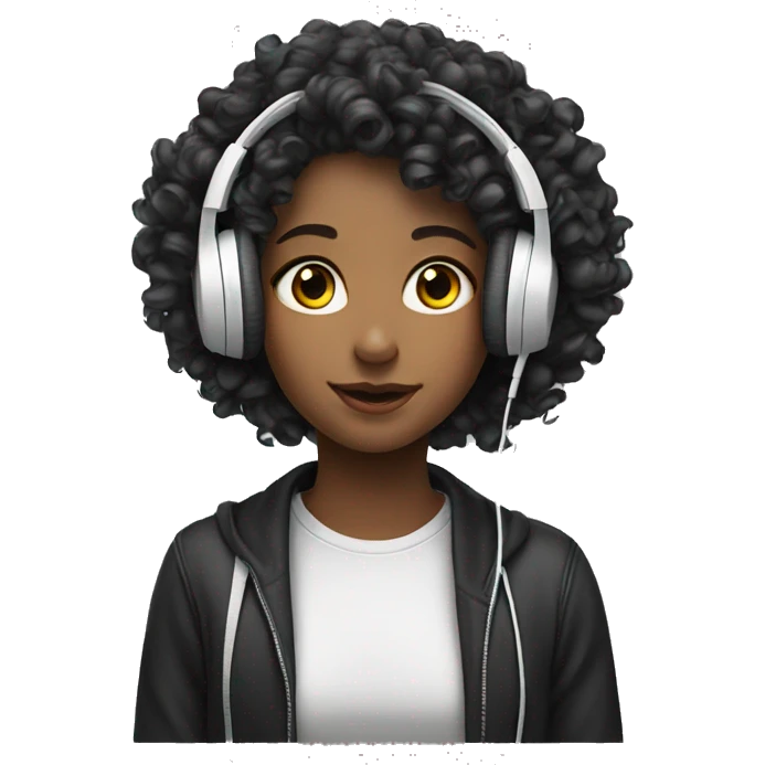 face earphones girl curly emoji