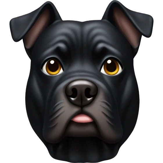 A fat black dog with a poop on his head  emoji