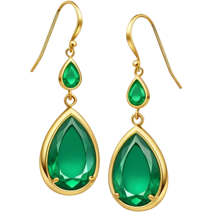A pair of earrings with a smooth, curved teardrop shape, vibrant emerald green, emoji