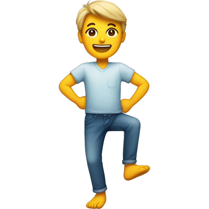 Smiling person with feet kicked up behind emoji