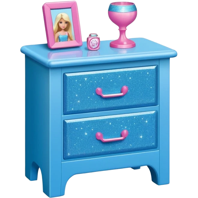 barbie nighstand blue with glitter emoji