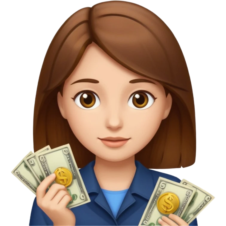 Brown hair girl Getting money  emoji