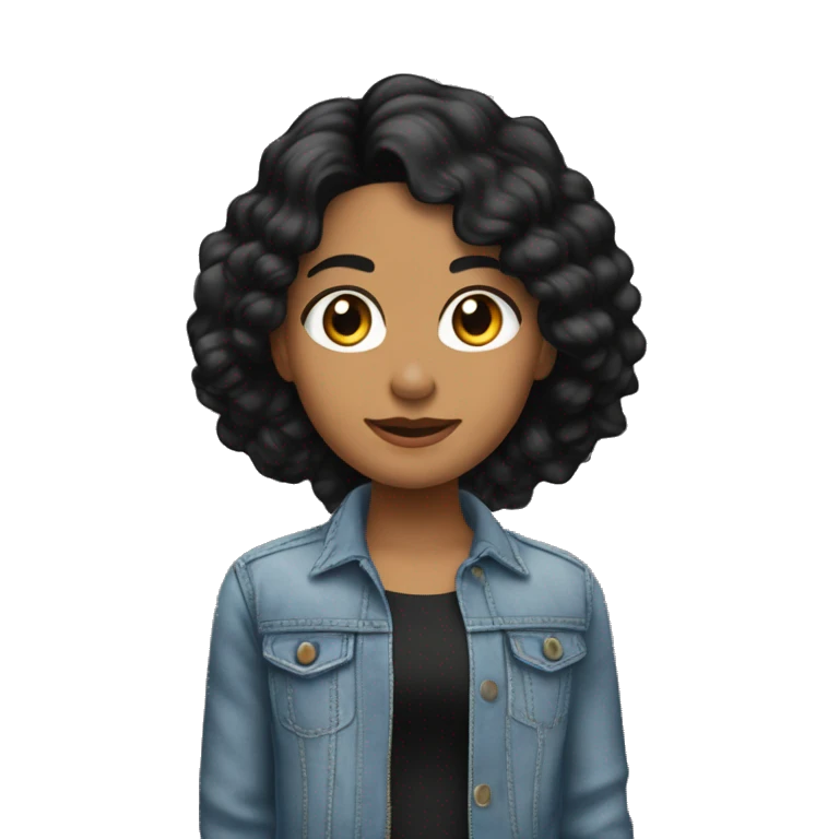 joven morena cabello ondulado negro emoji