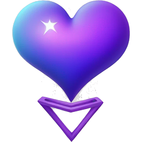 purple and blue heart shape planet with angle ring emoji