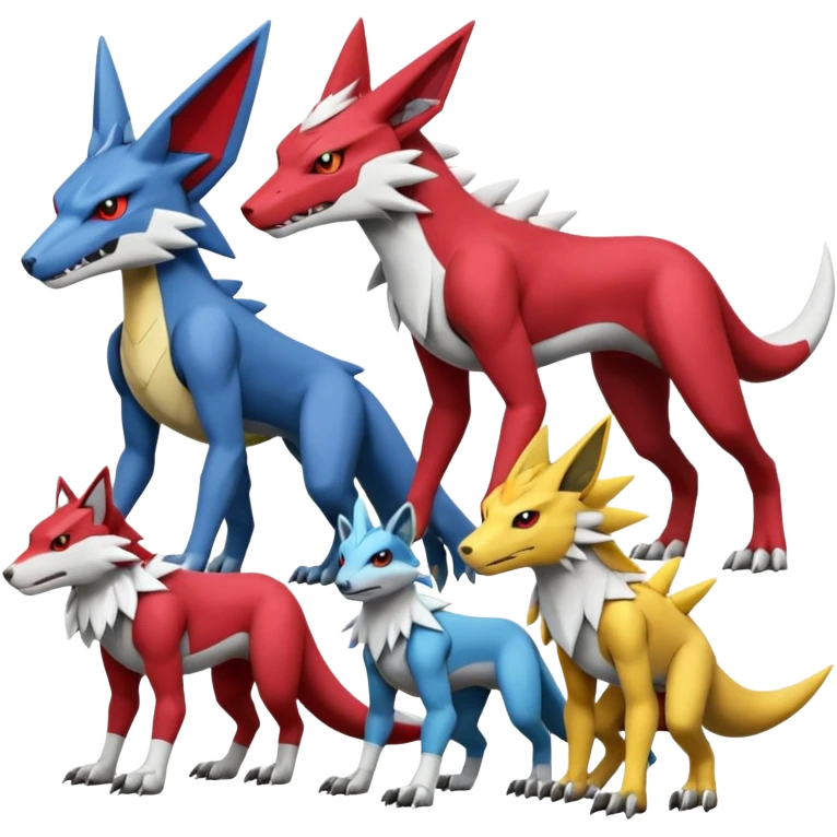 Zeraora-Zamazenta-Lombax-Sergal-Zangoose-Cyclizar-Genesect-Pokémon, full body emoji