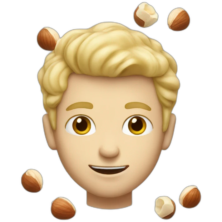 Blond man eating hazelnuts emoji