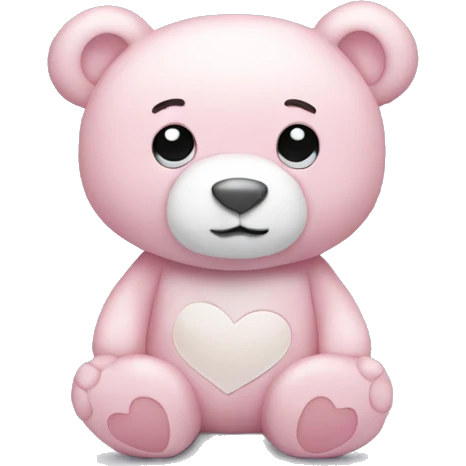 Light pink teddy bear with white heart emoji