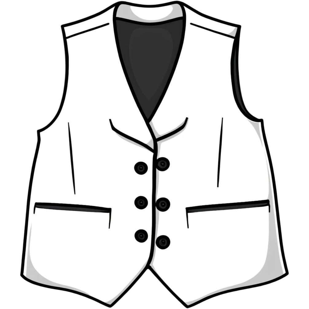 white formal vest for women with 3 white buttons and 2 front pockets emoji