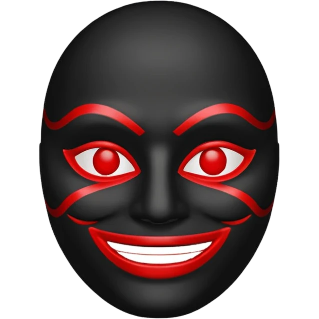 Black mask with red lines around the mouth like it's smiling emoji
