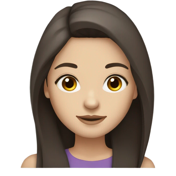 Dark brown hair dark brown eyes long straight hair white skin woman emoji